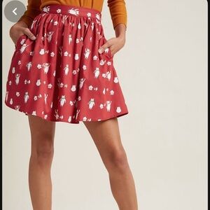 ModCloth Holiday Red Cat Skirt Sz 2X